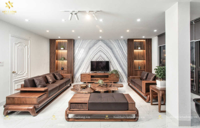 Sofa gỗ óc chó nguyên khối giá rẻ